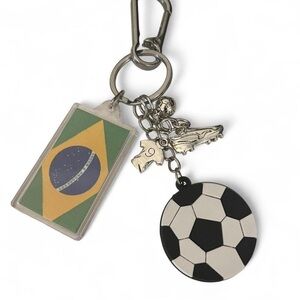 Cool Brazilian flag soccer ball keychain , Soccer Keychain with for Brazil